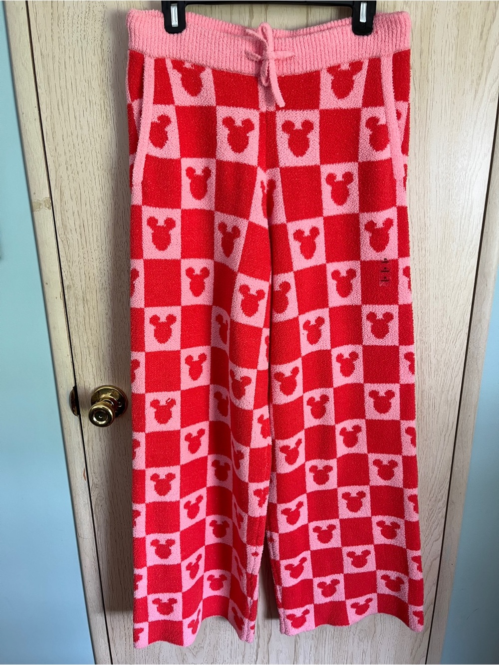 Disney Minnie Mouse Pink & Red Wide Leg Lounge Pants Sz Med NEW